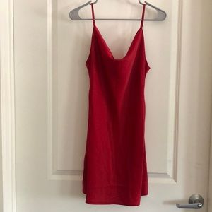 UO Mallory Red Satin Slip Dress
